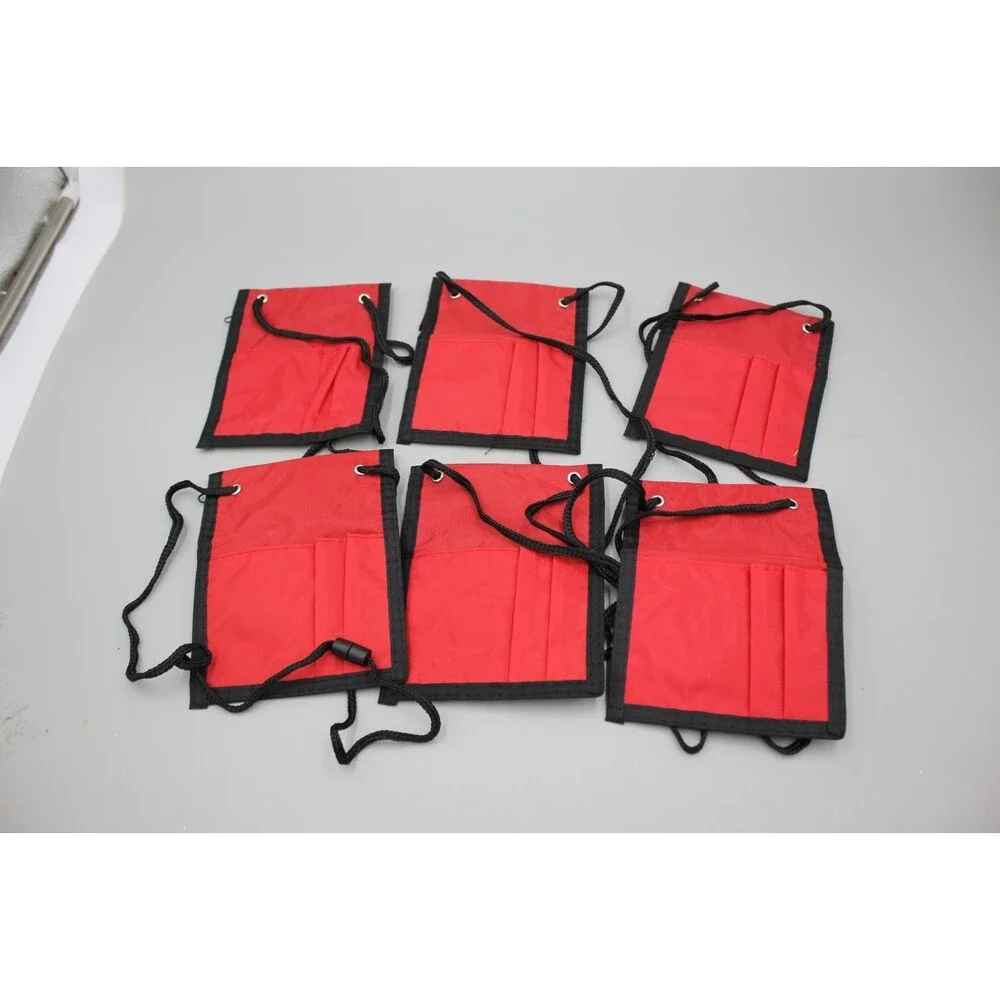 Lot of 6 Red Nylon Neck Lanyard Pen ID Card Pouch Holder Sleeve Holiday Tours
